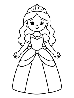 Free printable Cute Princess In Royal Gown coloring page