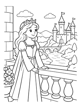 Free printable Princess On The Castle Balcony coloring page