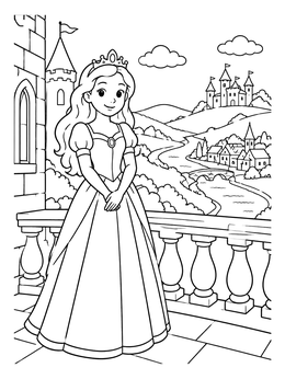 Free printable Princess On The Castle Balcony coloring page