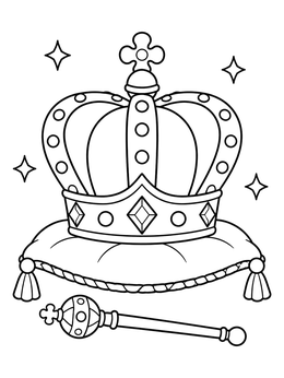 Free printable Royal Crown On A Velvet Pillow coloring page