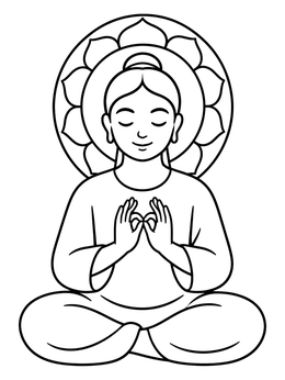 Free printable Meditating Buddha With Lotus Halo coloring page