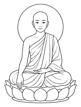 Free printable Meditating Buddha On Lotus Throne coloring page