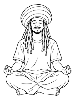 Free printable Meditating Rastafarian In Lotus Pose coloring page