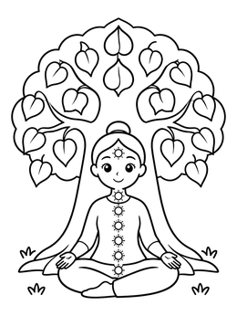 Free printable Meditating Under A Bodhi Tree coloring page