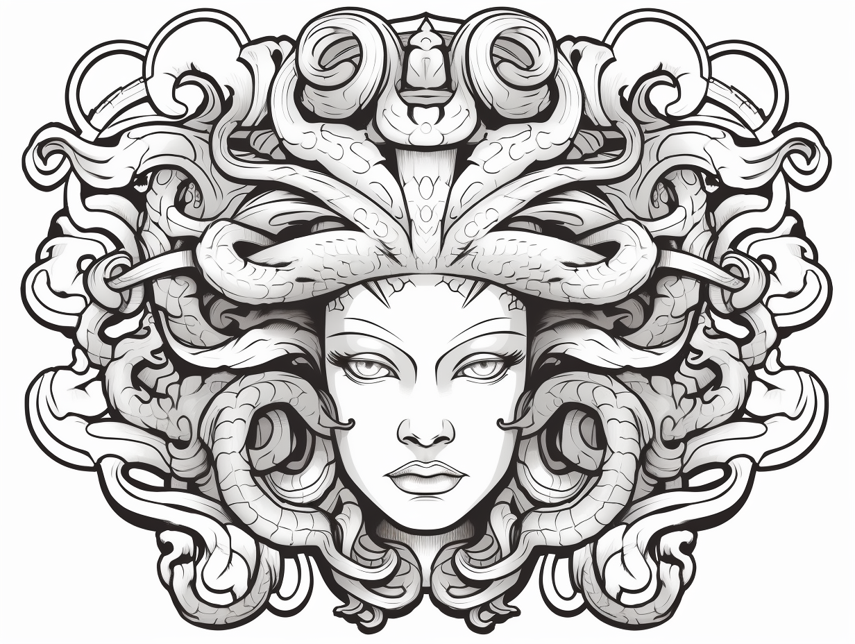 Medusa Inspired Coloring For Adults - Coloring Page