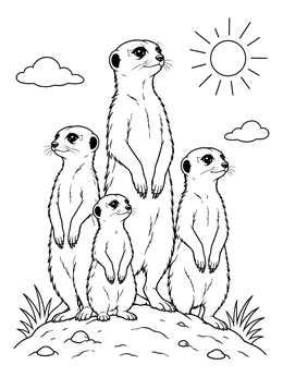 Free printable Meerkat Family On The Lookout coloring page