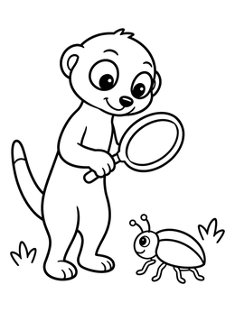 Free printable Curious Meerkat With Magnifying Glass coloring page