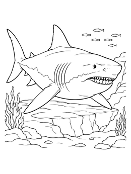 Free printable Megalodon Above The Ocean Floor coloring page