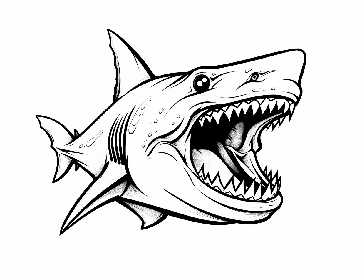 Megalodon Adventure In Art - Coloring Page