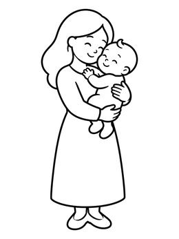 Free printable Mother Holding Baby Sweetly coloring page