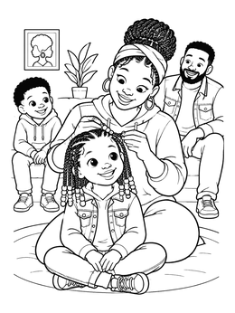 Free printable Family Hair Styling Moment coloring page