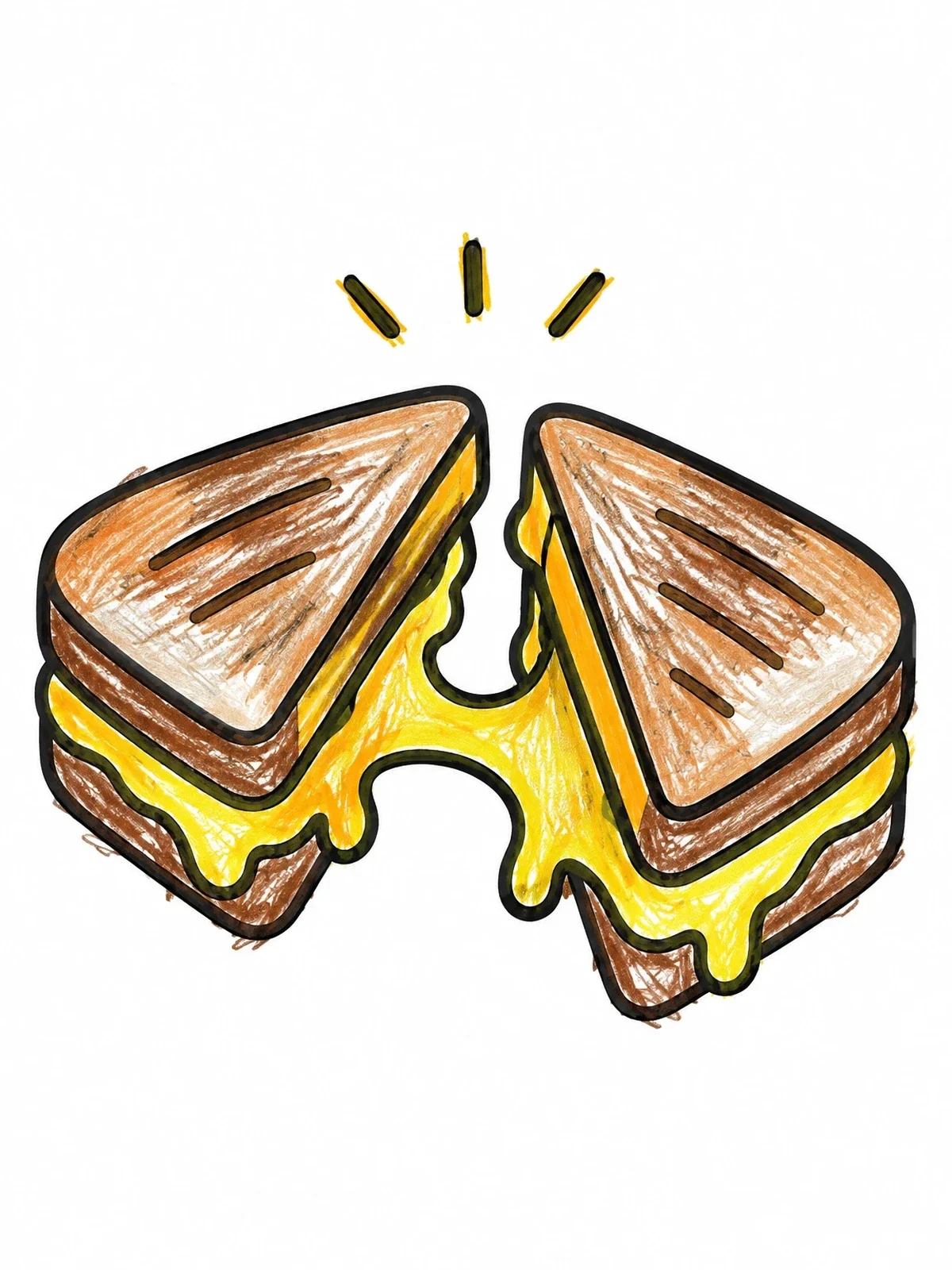 Colored example of the Melted Grilled Cheese Sandwich coloring page