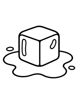 Free printable Melting Ice Cube In Puddle coloring page