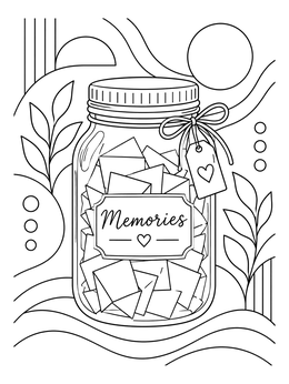 Free printable Memory Jar With Folded Notes coloring page