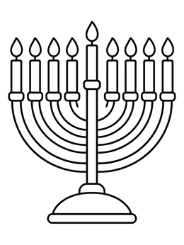 Free printable Nine Branched Hanukkah Menorah coloring page