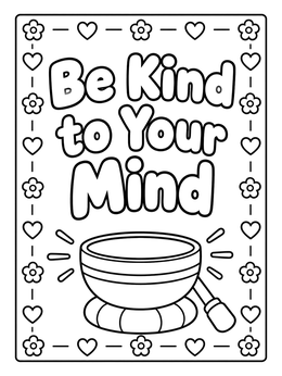 Free printable Be Kind Singing Bowl Design coloring page