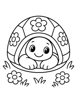 Free printable Cute Turtle Resting In Shell coloring page