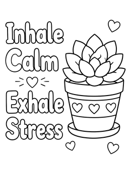 Free printable Mindful Succulent And Calming Words coloring page