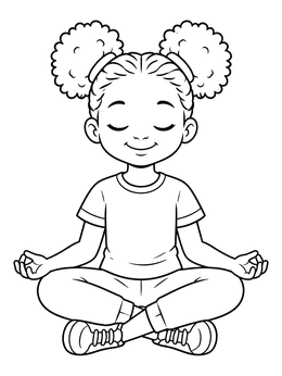 Free printable Meditating Girl Sitting Cross Legged coloring page
