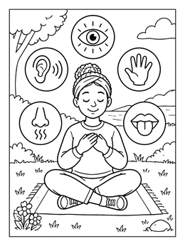 Free printable Mindful Sensory Grounding In Nature coloring page