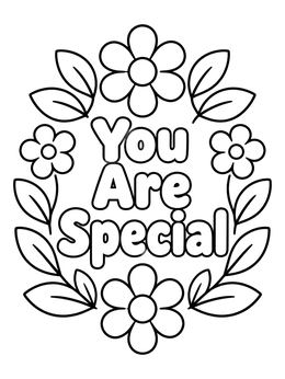 Free printable You Are Special Floral Wreath coloring page