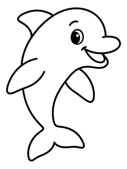Free printable Cheerful Cartoon Dolphin coloring page