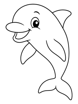 Free printable Cheerful Cartoon Dolphin coloring page