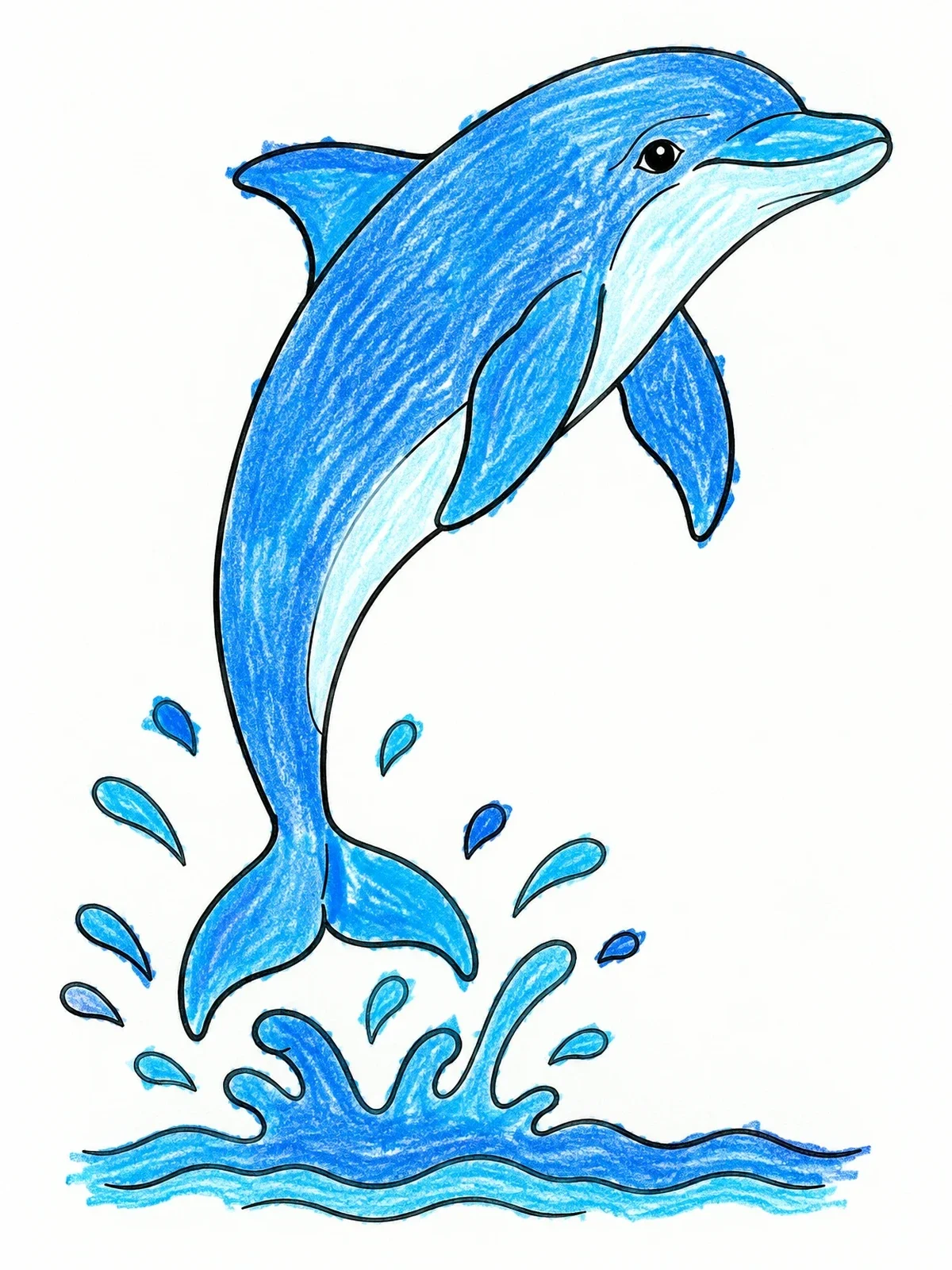Colored example of the Playful Leaping Dolphin coloring page