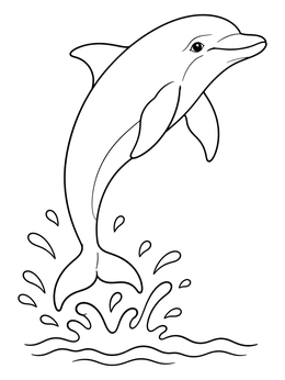 A joyful leaping dolphin in this clean mermaid dolphin coloring page.