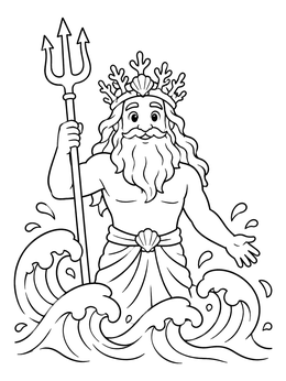 Free printable Bearded Sea King With Trident coloring page