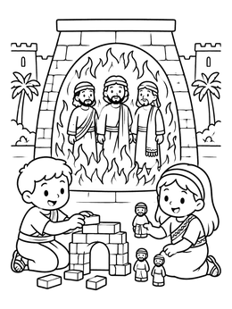 Free printable Children Playing With Fiery Furnace Toy coloring page