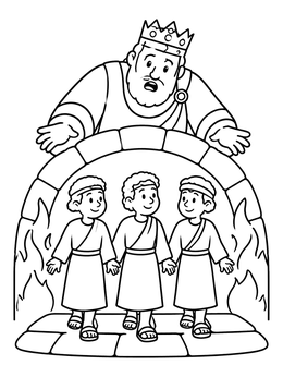 Free printable King Nebuchadnezzar And Three Friends coloring page