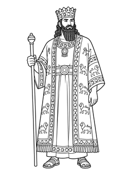 Free printable King Nebuchadnezzar In Royal Robes coloring page