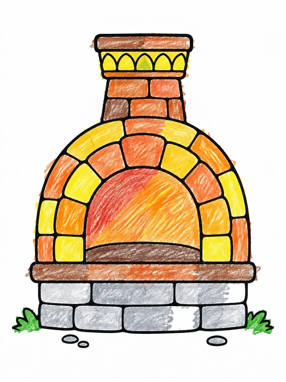 Colored example of the Stone Fiery Furnace Oven coloring page