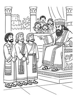Free printable Three Hebrews Before King Nebuchadnezzar coloring page