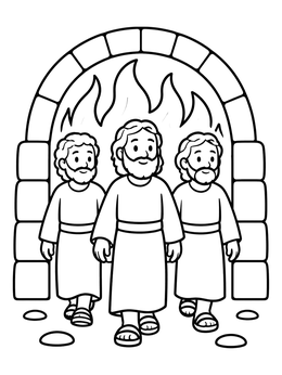 Free printable Three Men In Fiery Furnace coloring page
