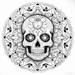 Calavera Design Coloring For Adults - Coloring Page