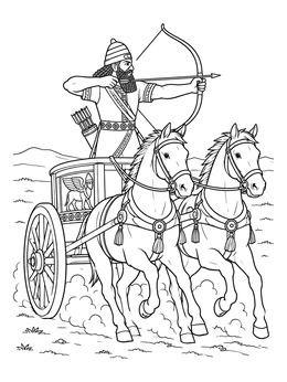 Free printable Assyrian Archer On War Chariot coloring page