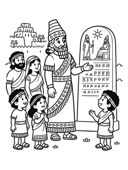 Free printable Babylonian King And Ancient Stone Stela coloring page