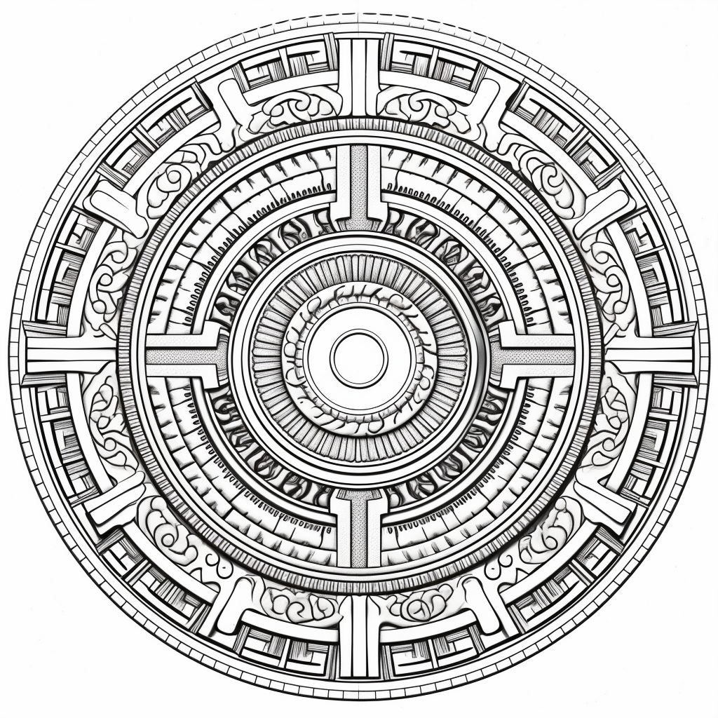 Mesopotamian Mandala Coloring Journey Coloring Page