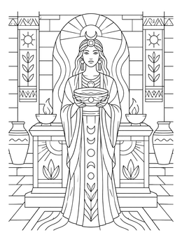 Free printable Mesopotamian Priestess At The Temple Altar coloring page