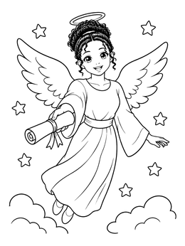 Free printable Messenger Angel With Scroll coloring page