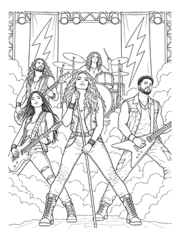 Free printable Metal Band On Stage coloring page