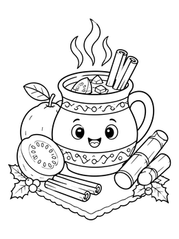 Free printable Cute Ponche Navideño Clay Mug coloring page