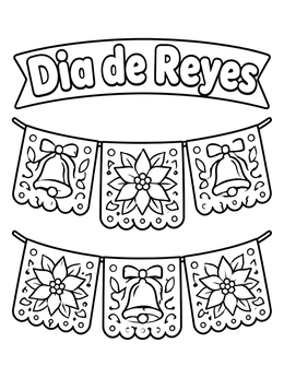 Free printable Dia De Reyes Papel Picado Banners coloring page