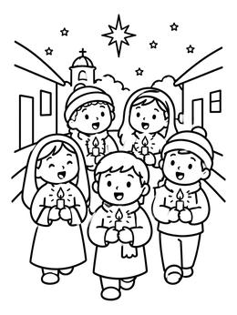 Free printable Children Singing At Las Posadas coloring page