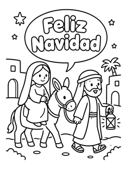 Free printable Las Posadas Journey To Bethlehem coloring page