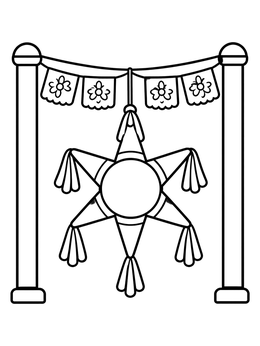 Free printable Festive Mexican Star Piñata With Banners coloring page