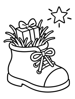 Free printable Three Kings Day Shoe With Gift coloring page