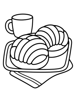 Free printable Sweet Mexican Conchas With Coffee coloring page